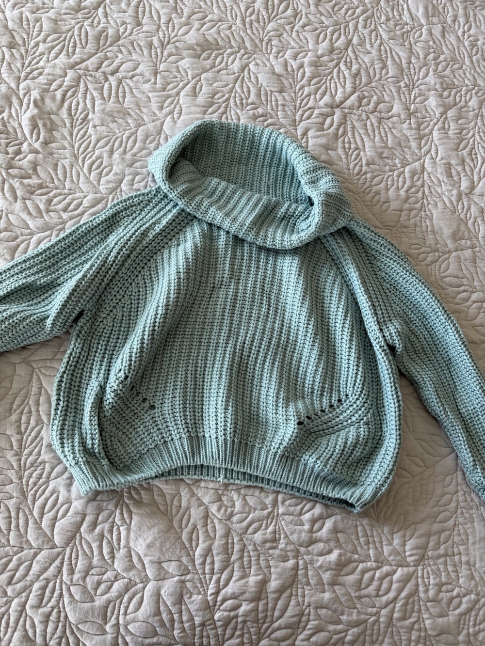 moon & madison Mint Green Chunky Knit Cowl Neck Sweater